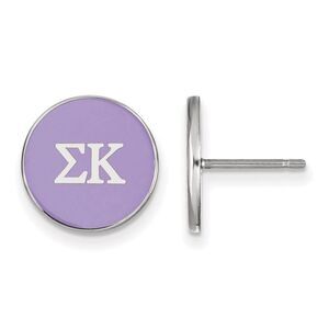 Sterling Silver Sigma Kappa Purple Enamel Disc Post Earrings